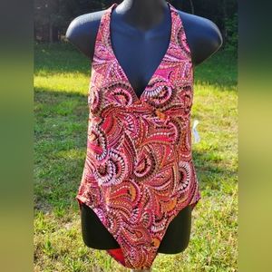 Gap Body Fiesta Halter Paisley Low Back One Piece Swimsuit L